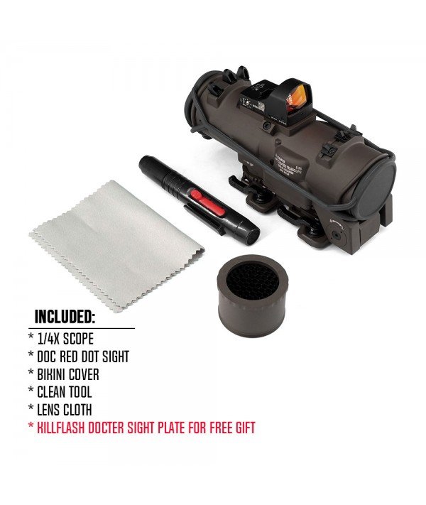 SOTAC Elcan 1-4 Dual Role Riflescope FDE Color with Docter Red Dot Sight Combo