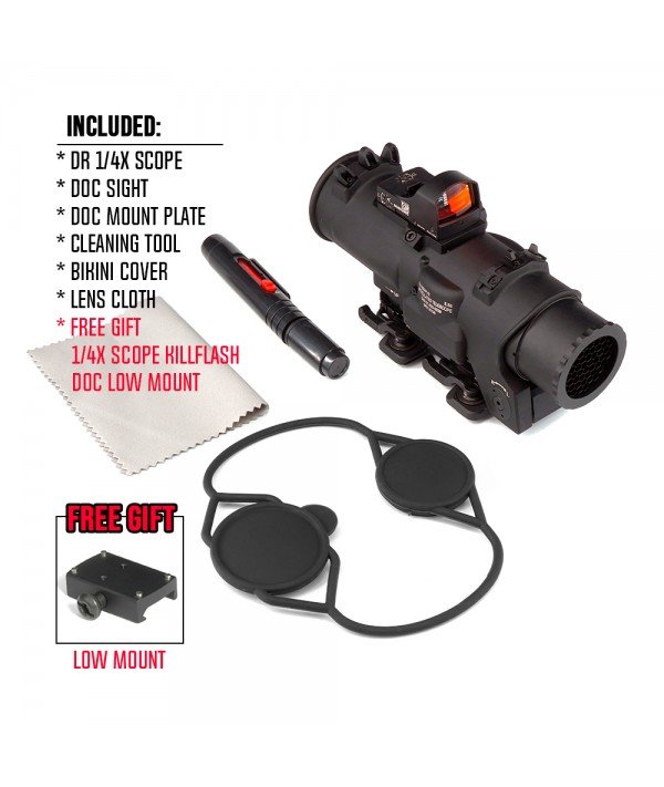SOTAC Elcan 1-4 Dual Role Riflescope with Docter Red Dot Sight Black Combo