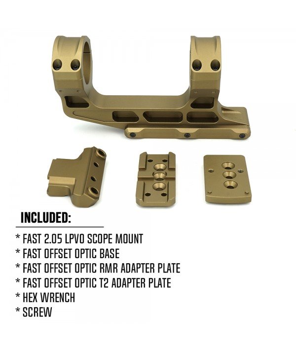 SOTAC Fast 2.05" LPVO Scope Mount & Offset Adapter 30mm Tube FDE